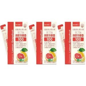 내츄럴플러스 유기농 레몬 자몽 즙 주스 100 NFC 착즙 건강음료 20g 15포 3박스