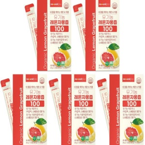 내츄럴플러스 유기농 레몬 자몽 즙 주스 100 NFC 착즙 건강음료 20g 15포 5박스