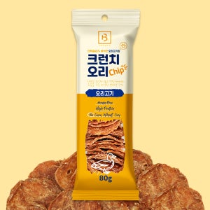 브리더랩 크런치 강아지 간식 비스킷 쿠키 오리칩, 오리고기, 80g, 1개