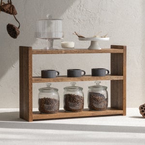 헬로프로그 주방 원목 선반 식탁 미니 양념 홈카페 선반 500, 3단, 우드