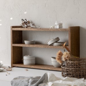 헬로프로그 주방 원목 선반 식탁 미니 양념 홈카페 선반 600, 3단, 우드