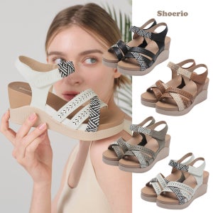 슈리오 키높이 소가죽 에스닉 통굽 여성 여름 샌들