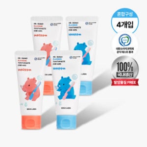 [4개 반반혼합] 에이카랩스 어린이치약 코뿔소치약 불소 고불소 유아 아기 초등학생 주니어 60g