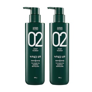 아모스 녹차실감 샴푸 리바이탈라이징(리프레쉬, 산뜻한 타입) 500g, 2개