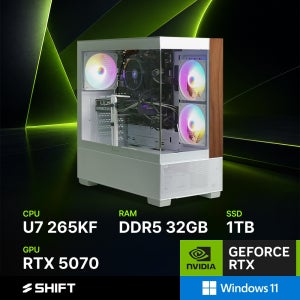 주연테크 시프트 인텔 코어 울트라7 265KF RTX 5070 DDR5 32G NVMe 1T 윈도우11 홈 게이밍 컴퓨터 D6265KF57W 화이트