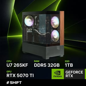 주연테크 시프트 인텔 코어 울트라7 265KF RTX 5070 TI DDR5 32G NVMe 1T 게이밍 컴퓨터 D6265KF57T 블랙