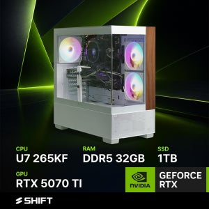 주연테크 시프트 인텔 코어 울트라7 265KF RTX 5070 TI DDR5 32G NVMe 1T 게이밍 컴퓨터 D6265KF57T 화이트