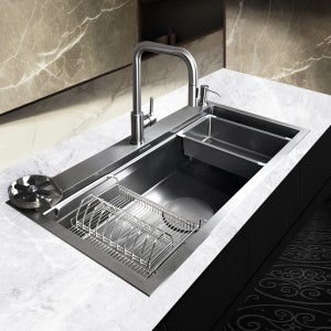 프로맘 사각 싱크볼 SG858 프리미엄 매트그레이 컵세척기 디스펜서 풀패키지 씽크볼 교체