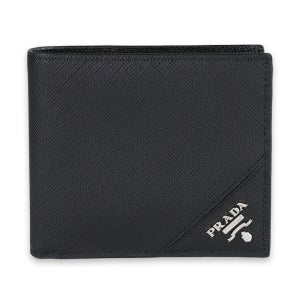 디몬트 프라다 남성 사피아노 로고 레더 반지갑(블랙) 2MO513 QME F0002
