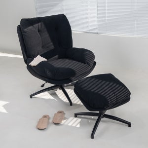 허그 1인 독서 암체어 무중력 안락의자 (스툴포함) 블랙