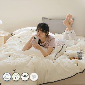 [네이버단독 신상특가] 바자르 시즈닝 소프트워싱 자수 먼지없는 사계절 차렵이불 SS