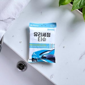 유리 닦는 세정 티슈 얼룩없는 물티슈 차량용 청소 거울세정 간편한 휴대용 10매