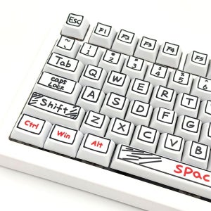 화이트 드로잉 XDA 프로파일 125키 영문 PBT 손글씨 낙서 스케치 풀배열 키캡