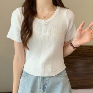 여성 티셔츠 여름 기본 데일리 라운드넥 캐쥬얼 심플 여자 가을 봄 반팔 무지 20대