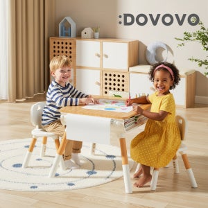 [도보보] 유아책상 의자 (우드 L 세트) 아기 어린이 높이조절 우드 테이블