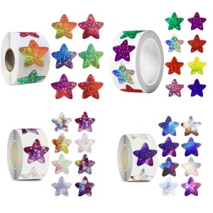 행복한고민 2000매 홀로그램 별 롤 스티커 구디백 다꾸 포장 데코 4롤