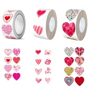 행복한고민 1500매 하트 롤 스티커 구디백 다꾸 데코 포장 3롤