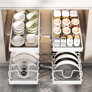 슬라이드 트레이 후라이팬 거치대 주방 양념통 그릇 정리대 주방수납