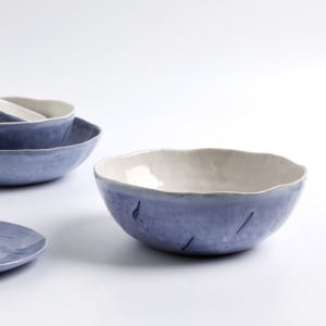 [국산] SURA 수라도자기 빗소리 핸드메이드 그릇 면기 샐러드볼 집들이 생일 선물용