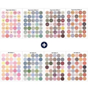 280개입 이모티콘 도트 물방울 스티커 8매