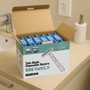 일회용 두날 면도기 100입 모텔 호텔 목욕탕 가정용 휴대용 윤활밴드 스테인리스
