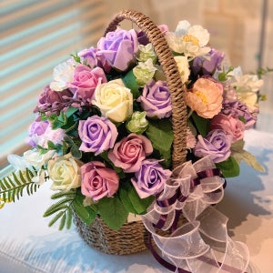 꽃바구니바이올렛(대) 비누꽃다발 발표회 승진 축하 돌잔치 인테리어 어버이날 개업식꽃바구니