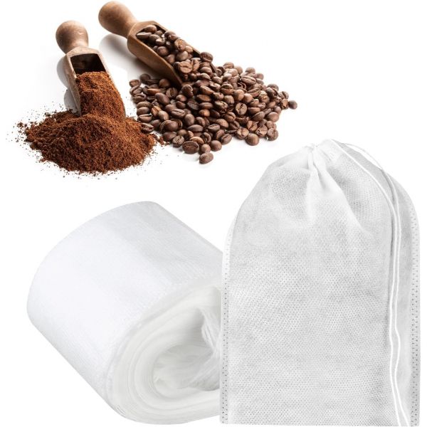 COMNICO 커피 필터 여과지 핸드드립 커피드립퍼 홈카페 콜드 브루 파우치 100개 일회용 가루 휴대용 가방 미세 망 양조 끈 아이스 찌꺼기 핫 티 허브 향신료 4 x 6 인치