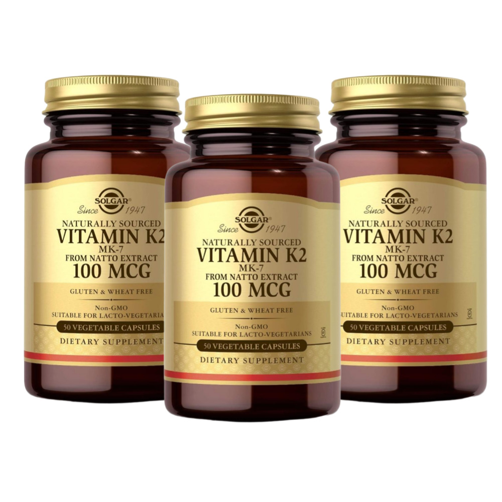 솔가 <b>비타민K2MK</b>7 K2 MK7 메나퀴논 칼슘 100<b>MCG</b> 50캡슐, 3개