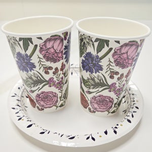 플라워 종이컵 390ml (13온스) 100개 두꺼운 큰종이컵