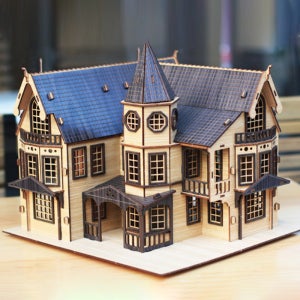 DIY 나무모형 대형 하우스 만들기, 판타지 맨션 (블랙)