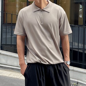 M-6XL 쏙쏙숨티 모던 지퍼카라 자동넣입 반팔티 남자빅사이즈 댄디 포멀 반집업 바이모노