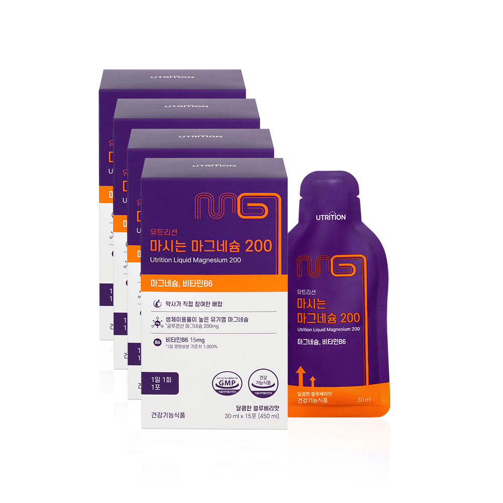 유트리션 마시는 마그네슘 200 액상 15포, 4개