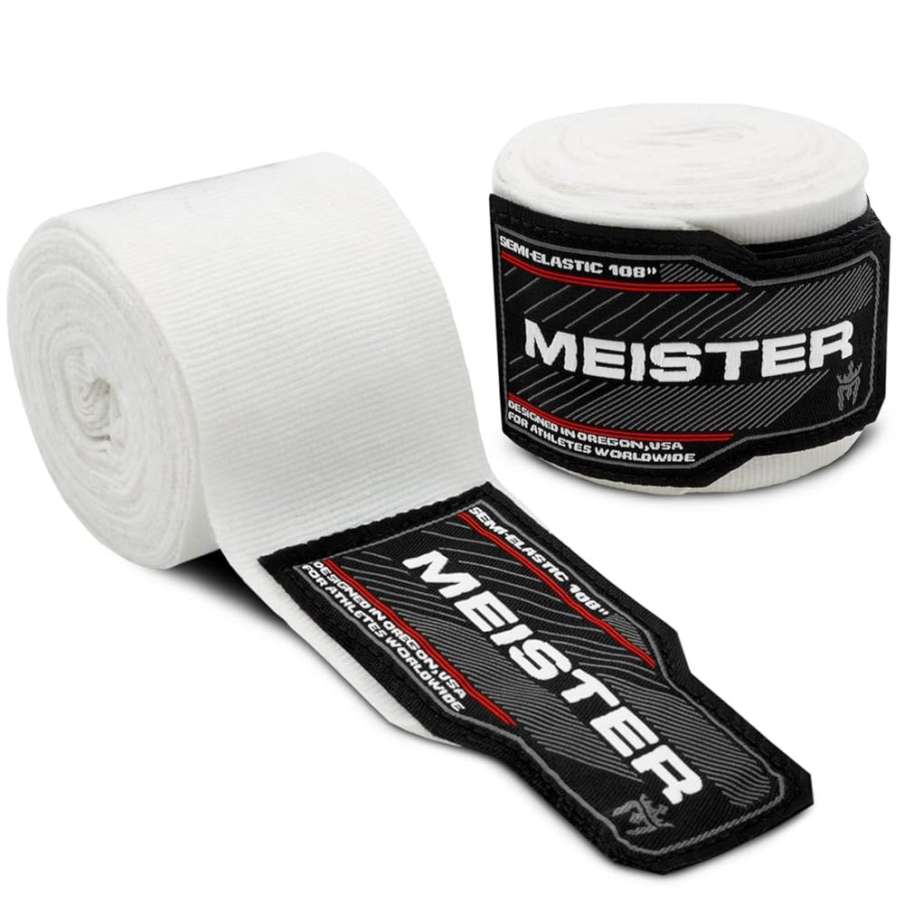 마이스터 주니어 108인치 MMA &amp; 복싱용 반탄성 핸드 랩(<b>페어</b>) Black 108 Junior Length