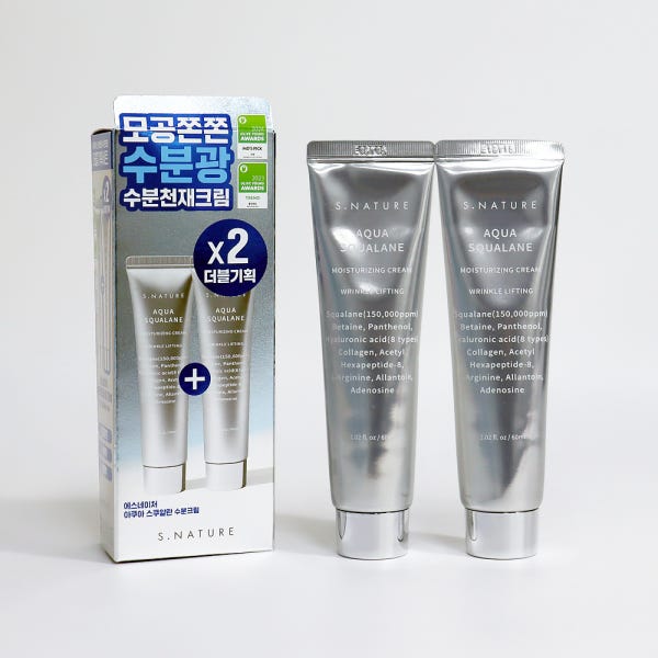 1+1 에스네이처 아쿠아 스쿠알란 수분크림 120ml 더블기획(60ml+60ml)