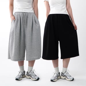 1+1 고중량 버뮤다팬츠 7부바지 핀턱반바지