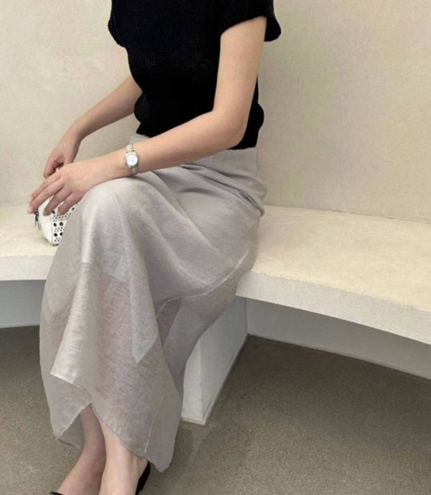 노리타 시스루 스커트 레이어드 오간자 여름 간절기 밴딩치마 3컬러