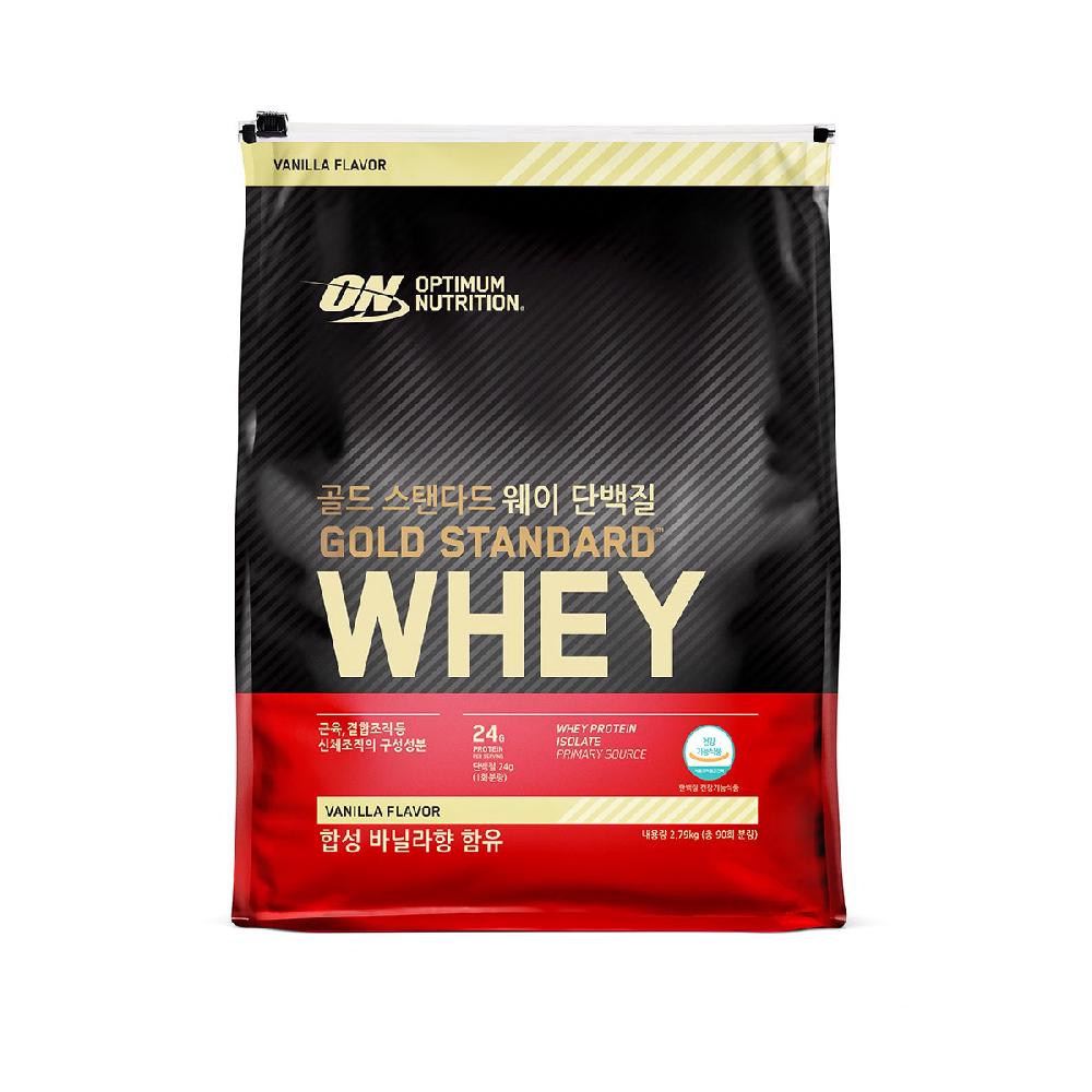 골드 <b>스탠다드</b> 웨이 단백질 보충제2.79kg -바닐라향