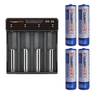 POWERKAN 리튬이온 건전지+4구충전기세트 D4-26 18650 2600mAh 4개