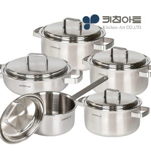 키친아트 국산 스텐316 통5중 인덕션 냄비세트 5종