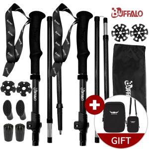 버팔로 초경량 등산스틱 접이식 등산 지팡이 일자형 스틱 2개세트 카본블랙, 카본