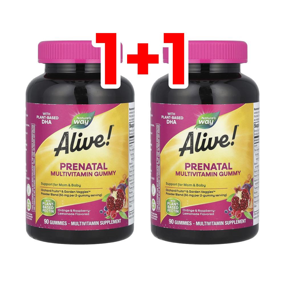 [1+1] 네이처스웨이 <b>얼라이브 프리네이탈 멀티비타민</b> 오렌지맛 90구미