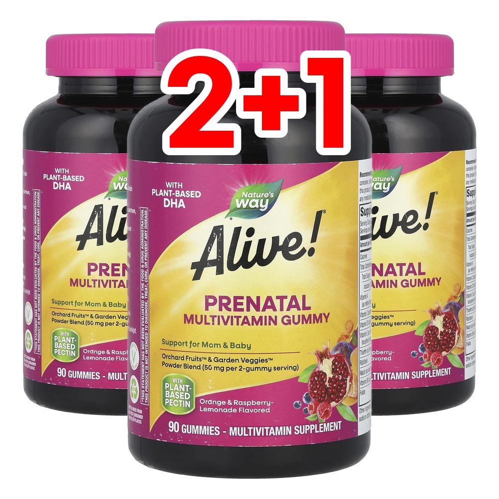 [2+1] 네이처스웨이 <b>얼라이브 프리네이탈 멀티비타민</b> 오렌지맛 90구미