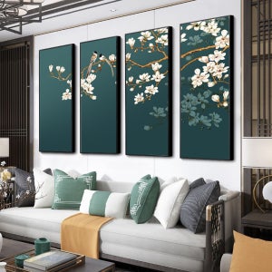 백목련 풍수 화조 거실 배경 벽 인테리어 녹색 고운 운율 목련 사연 다실 벽걸이 그림 액자