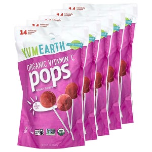 YumEarth 야미얼스 사탕 비타민C 팝스 딸기 베리 체리 14개입 5개