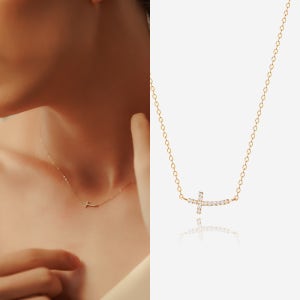14K 십자가 목걸이 크로스 스톤 여자 금 목걸이