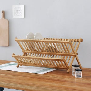 JAWAL 접이식 식기건조대 대나무 (8개 세트)