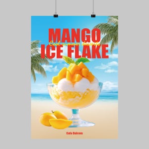 PS775 카페 망고빙수 포스터 제작 디저트 망고 아이스크림 제작POP 무광 A5