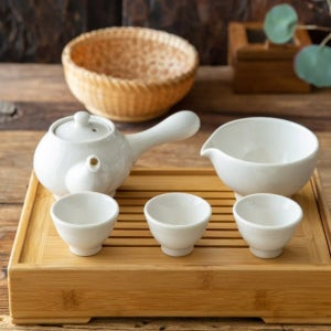 이천도자기 백자 3인 다도세트 전통찻잔