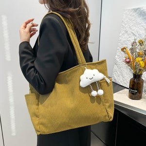 아쿠넨 코듀로이 키링 포켓 토트백 A2163