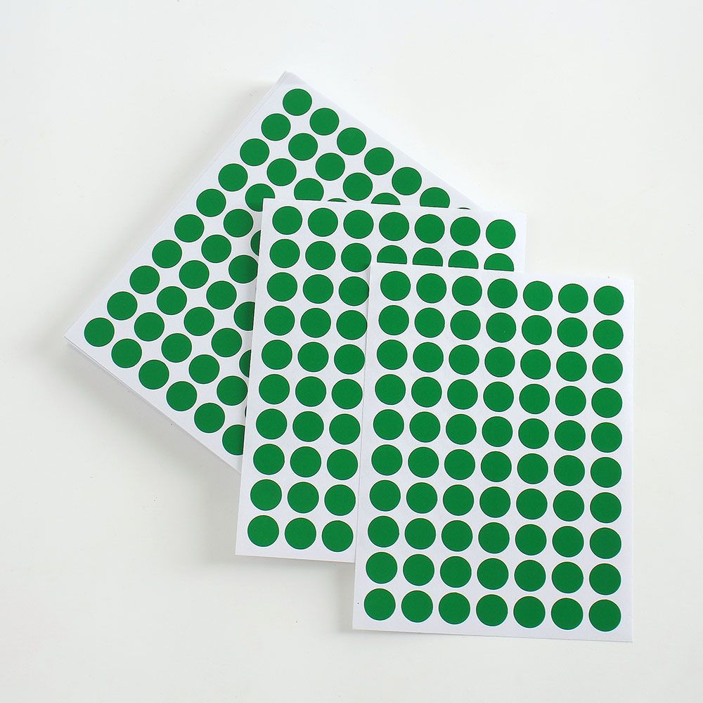 10mm 컬러 원형 스티커 60매세트그린